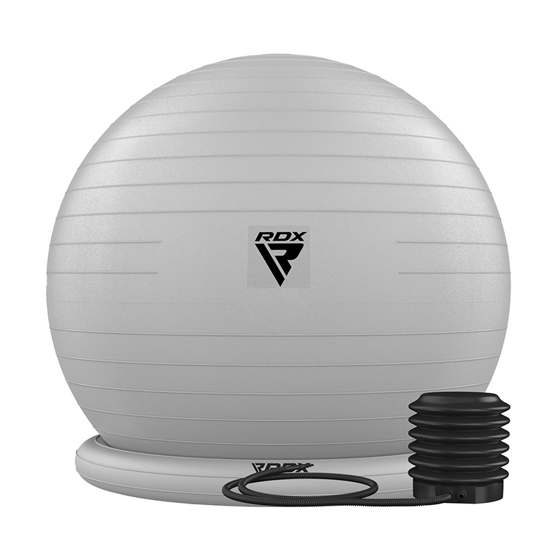 RDX B2 Aufblasbarer Yoga-Ball Mit Rutschfester Basis, Widerstandsrohren U Luftpumpe 55cm Silber PVC
