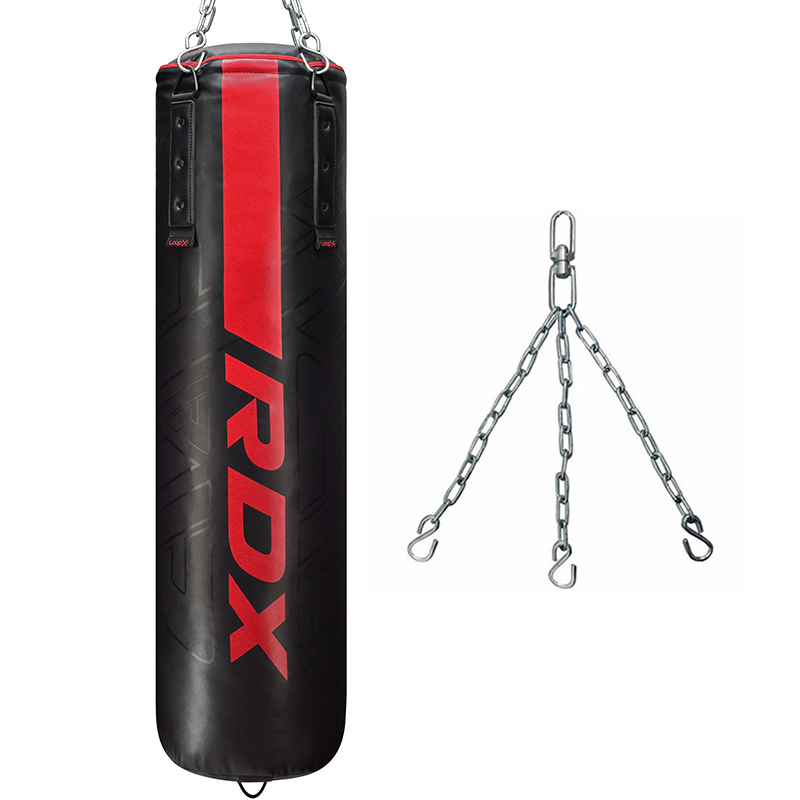 RDX F6 4ft 2-in-1 KARA Training Punching Bag Filled Red Set