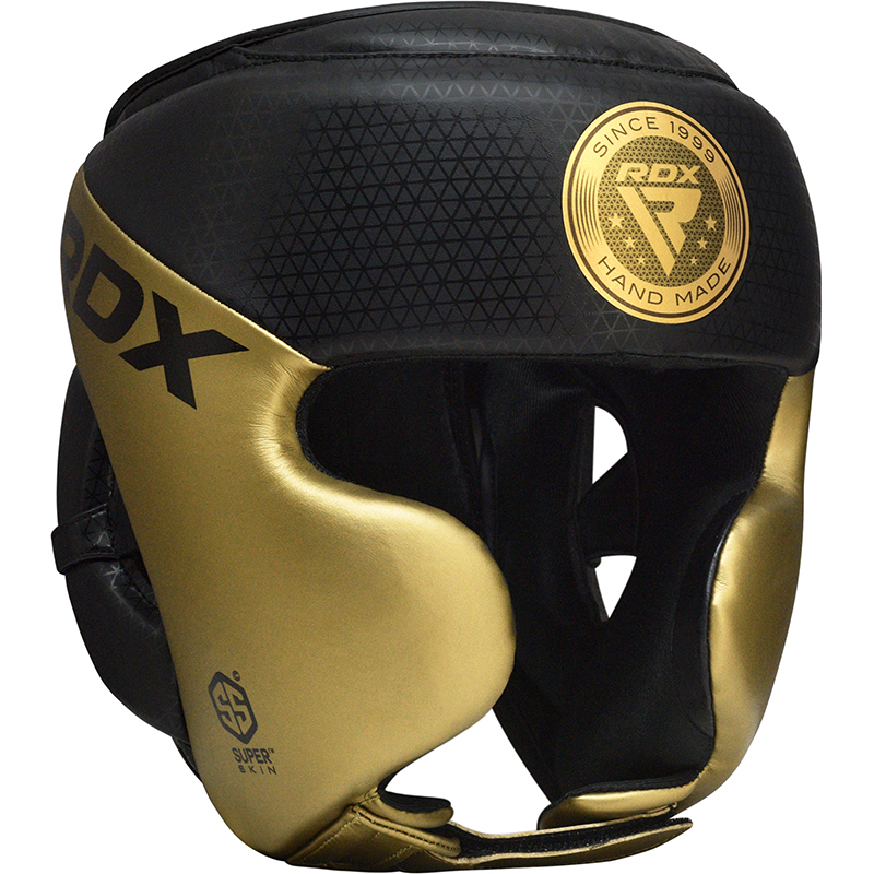 RDX L1 Mark Full Face Pro Boxe Training Head Guard S D'oro PU Pelle