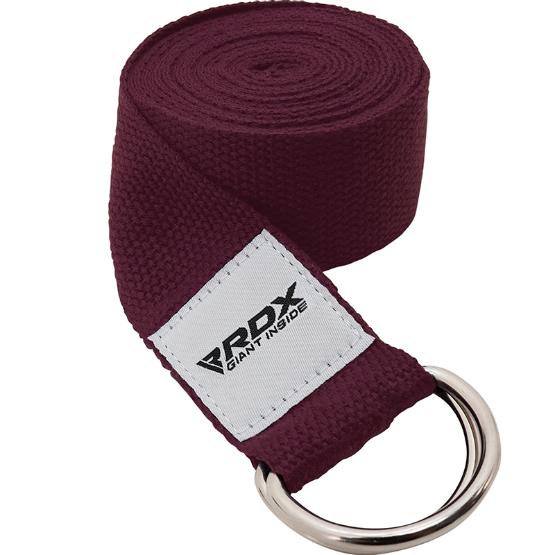 RDX D1 Non-Slip Cotton Yoga Strap With Rust Proof Steel D-Ring Buckle-MAROON