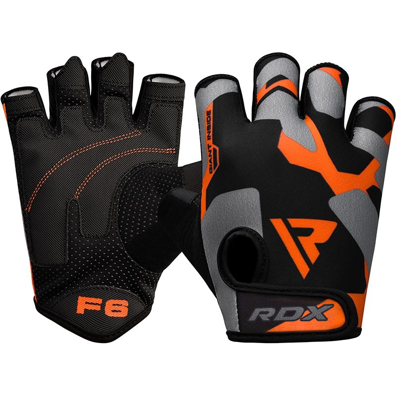 RDX F6 Small Orange Lycra Fitness Gym Gloves