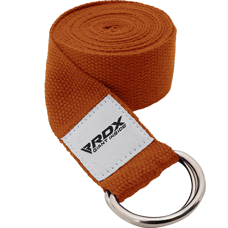 RDX D1 Non-Slip Cotton Yoga Strap With Rust Proof Steel D-Ring Buckle-Orange