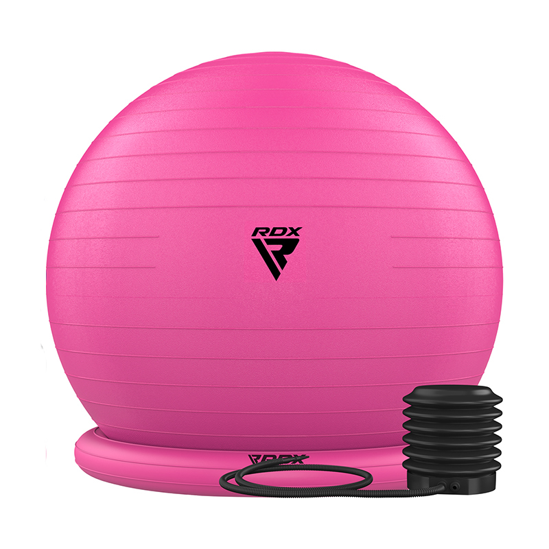 RDX B2 Aufblasbarer Yoga-Ball Mit Rutschfester Basis, Widerstandsrohren U Luftpumpe 55cm Rosa PVC