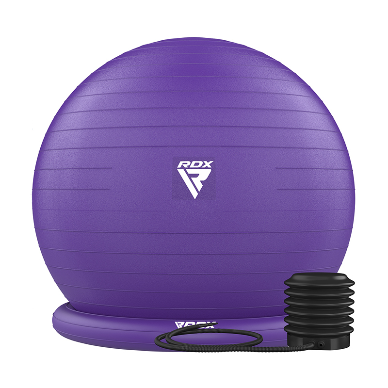 RDX B2 Ballon De Gymnastique Gonflable Avec Base Antidérapante, Tubes De Résistance Et Pompe à Air 75cm Violet PVC