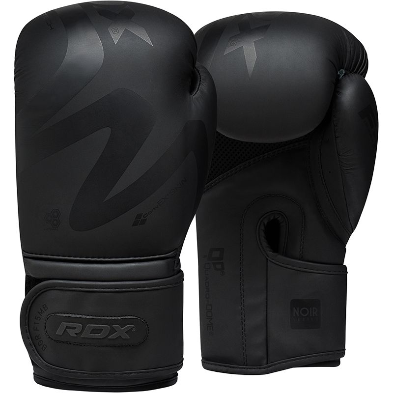 RDX F15 Noir 12oz Black Leather X Boxing Gloves