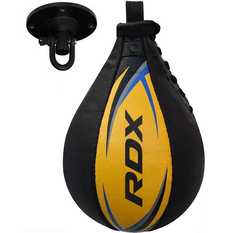 RDX 2Y Boxing & MMA Training Leather Speed Bag With Swivel Black / Yellow