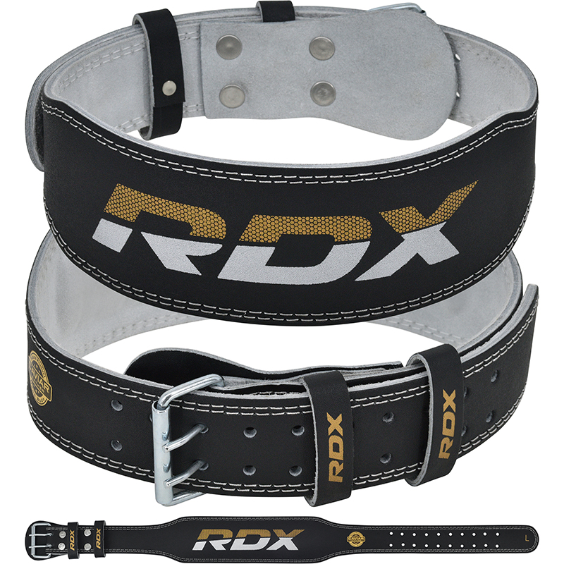 RDX 4 Inch Medium Golden Leather Weightlifting Belt