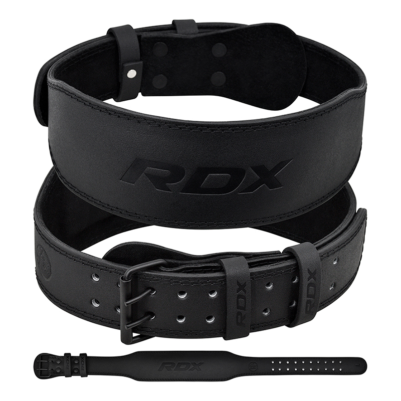 RDX Cintură“N De Gimnasio Para Levantamiento De Pesas De Cuero Acolchado De 4 Pulgadas Completo Negro S