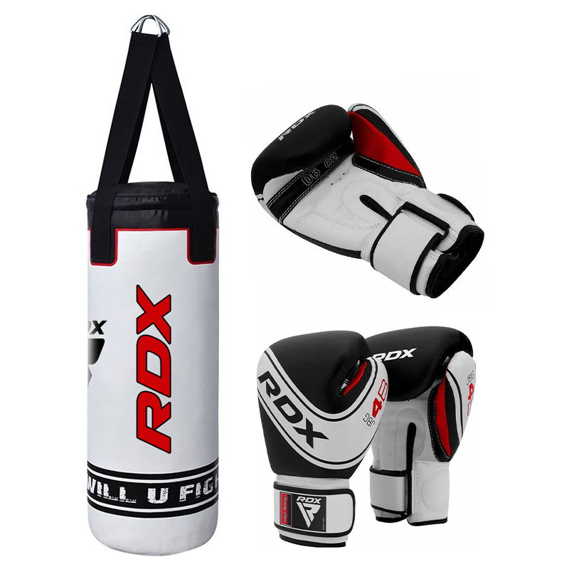 RDX 4W 2ft Robo White UnFilled Punch Bag Set