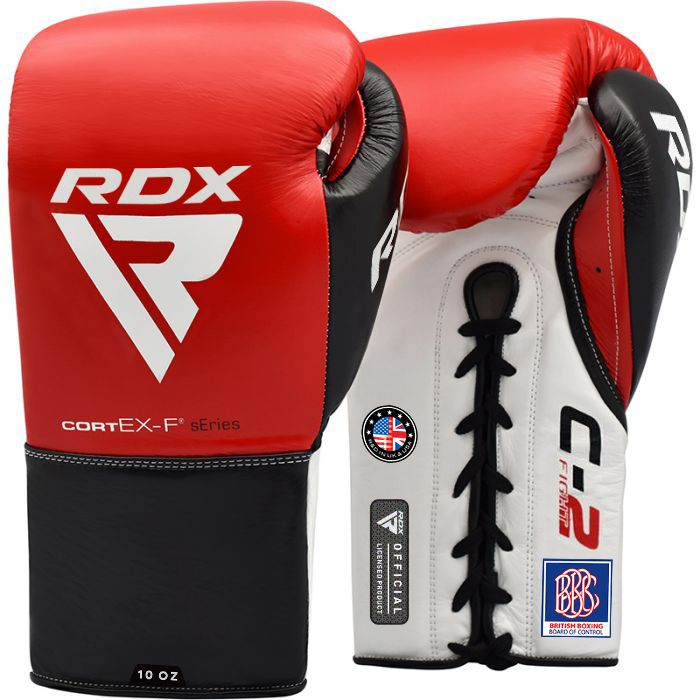 RDX C2 BBBofC Aprovado Luvas De Boxe Para Luta 10oz Vermelho Couro