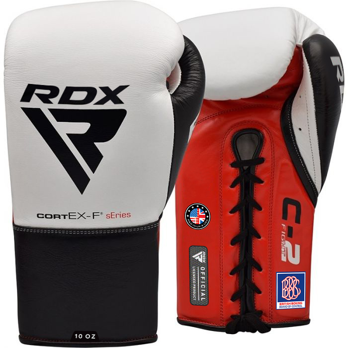 RDX C2 Fight Lace Up Leather Boxing Gloves BBBOFC/BIBA/WBF/NYAC /NEVADA APPROVED