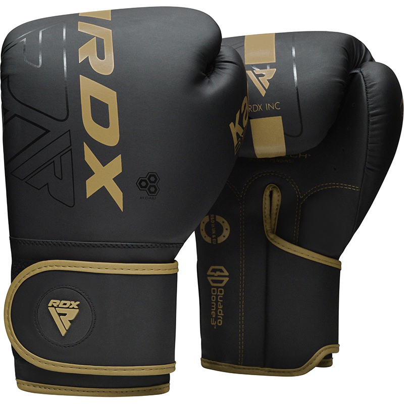 RDX F6 KARA Trainings Boxhandschuhe PU Leder Haken Und Schleife 6oz Schwarz Golden