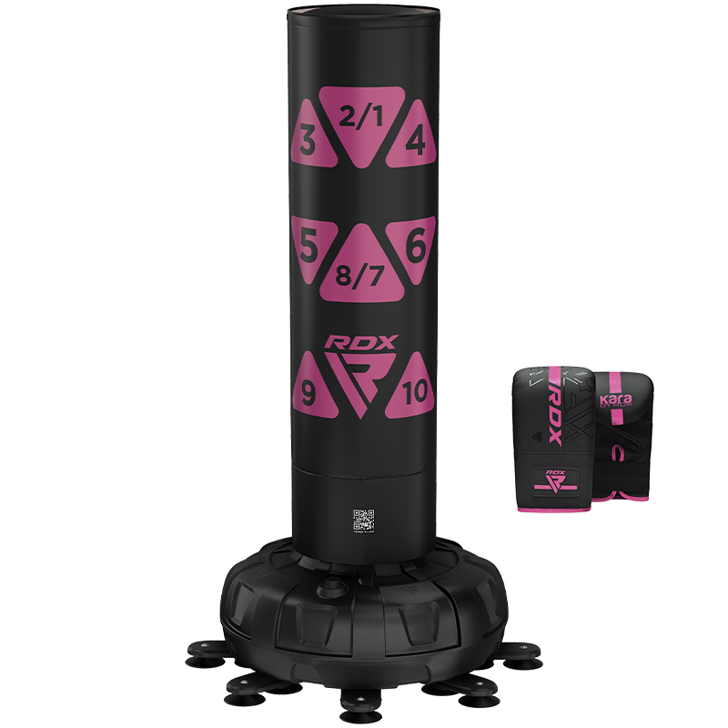 RDX KT Ronin 6ft 2-in-1 Pink Free Standing Target Punch Bags With Mitts Set