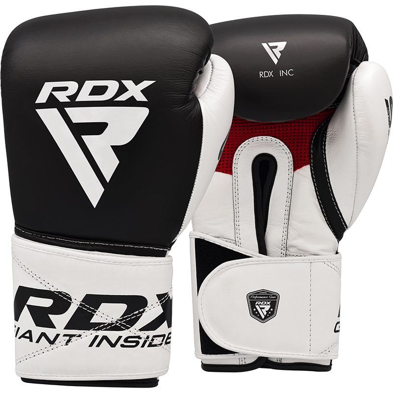 RDX S5 Boxhandschuhe Sparring Haken Und Schleife Leder Schwarz/Weiß