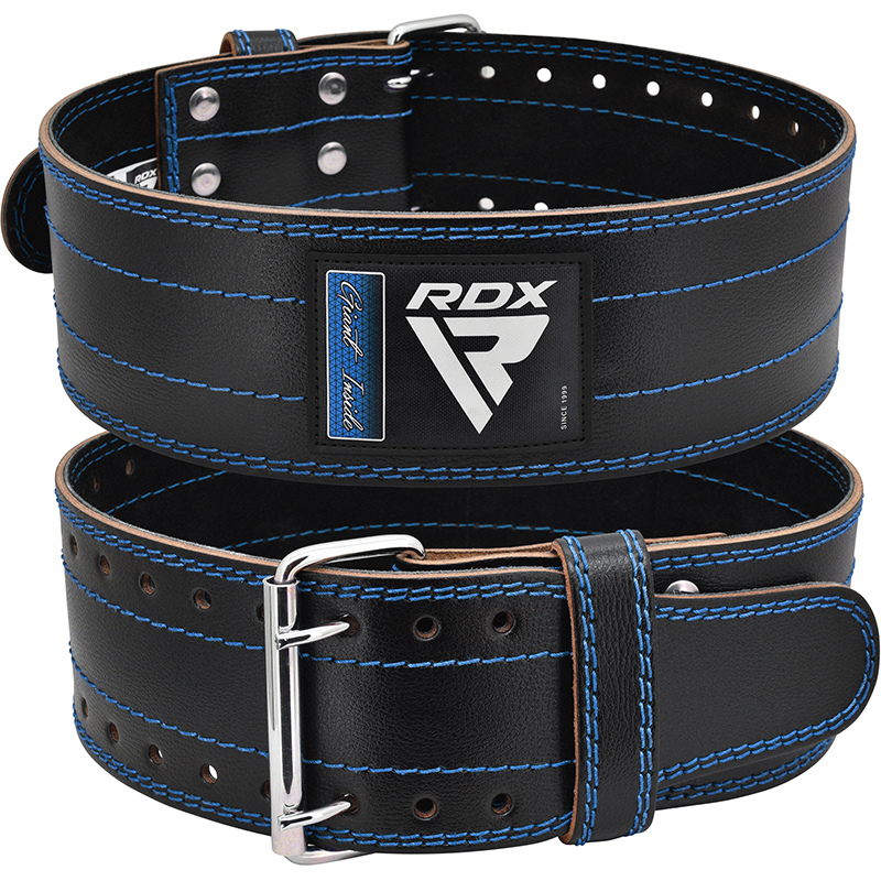 RDX RD1 4” Powerlifting Leder-Fitnessgürtel S Blau