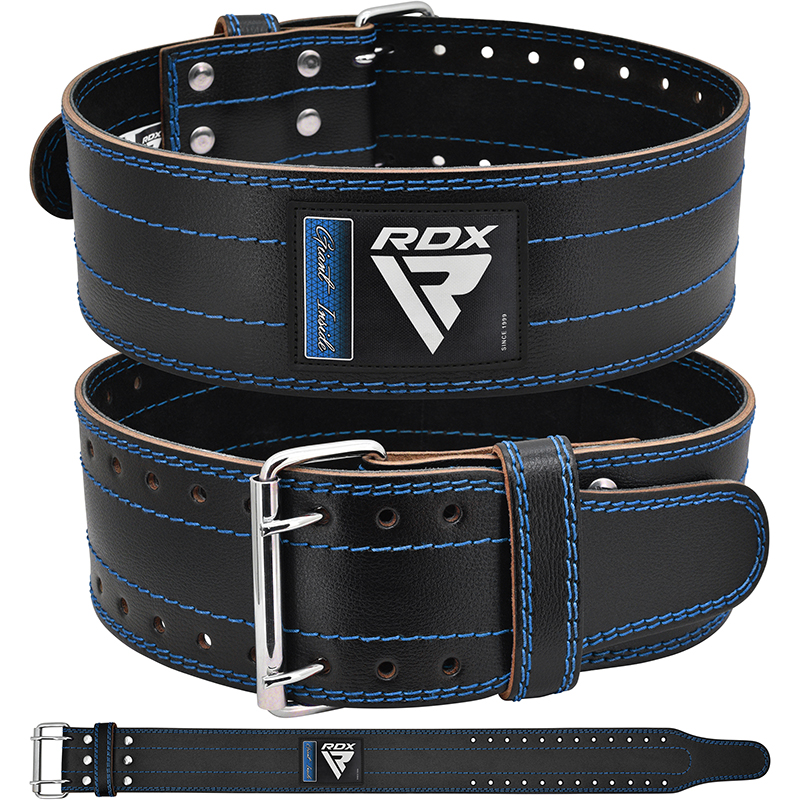 RDX  RD1 4 Powerlifting Leather Gym Belt -Blue-XS
