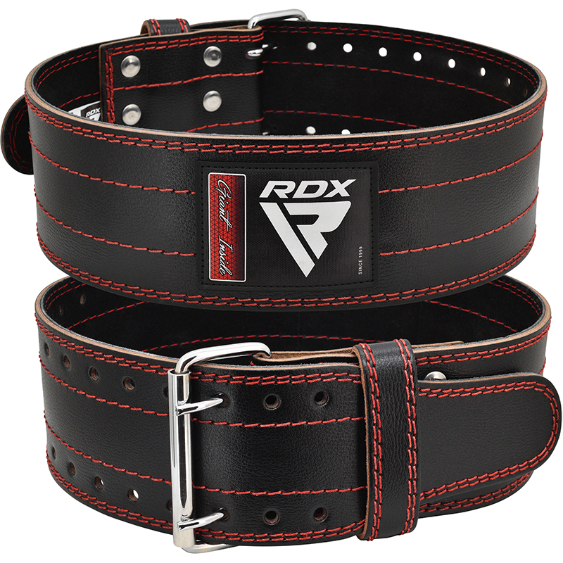RDX D1 Powerlifting Leather Gym Belt -Red-XL