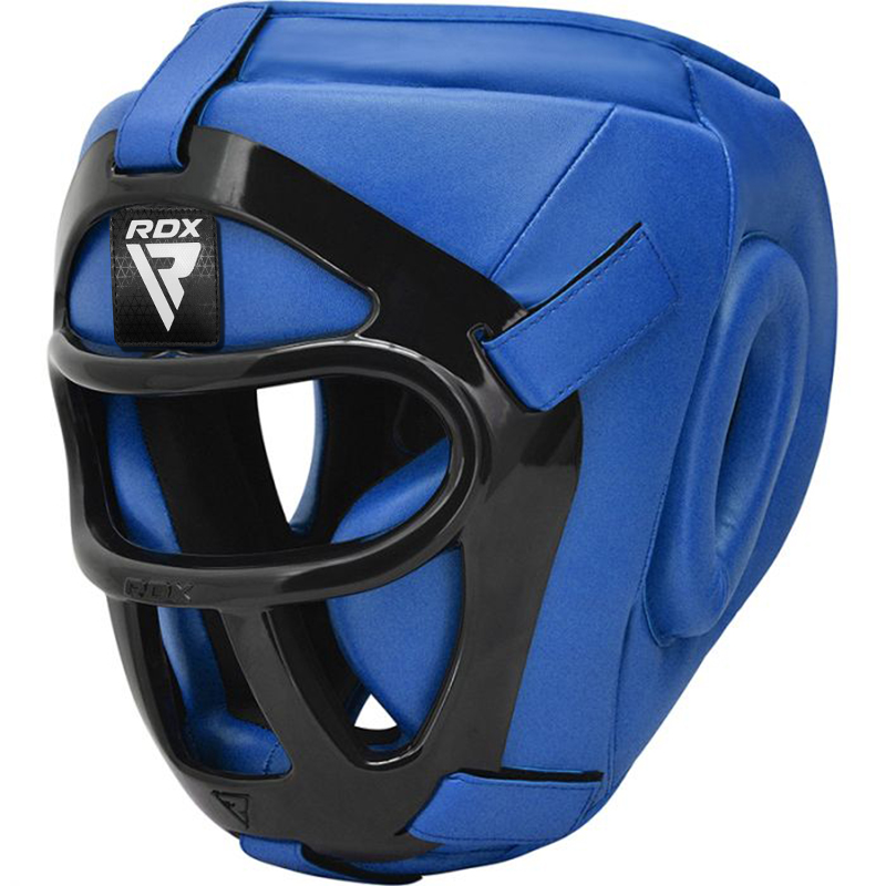 RDX T1F Kopfschutz Mit Abnehmbarem Gesichtsschutzgitter XL Blau PU Leder