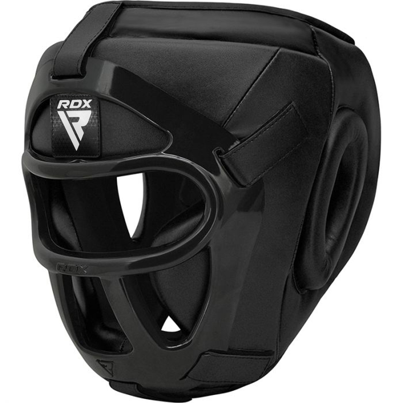 RDX T1F Kopfschutz Mit Abnehmbarem Gesichtsschutzgitter S Schwarz PU Leder