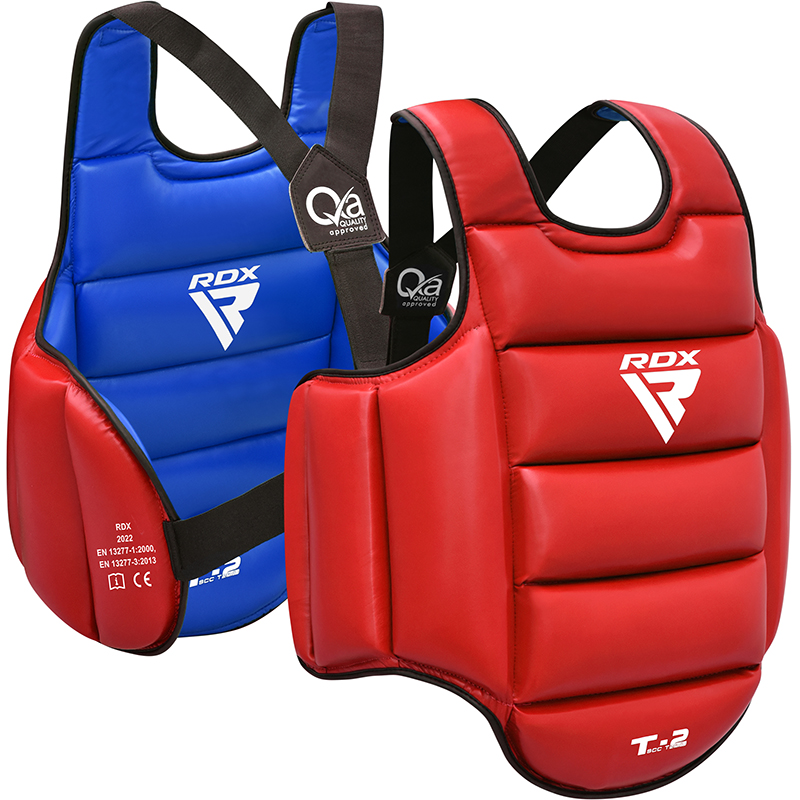 RDX T2 CE Zertifizierter Karate Body Protector Gepolsterter Brustschutz S/M Rot Blau