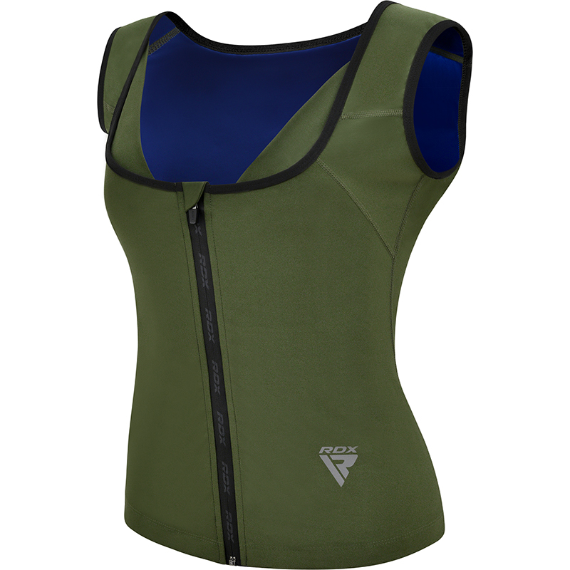 RDX W2 Women Sweat Vest With Zipper Army Green L