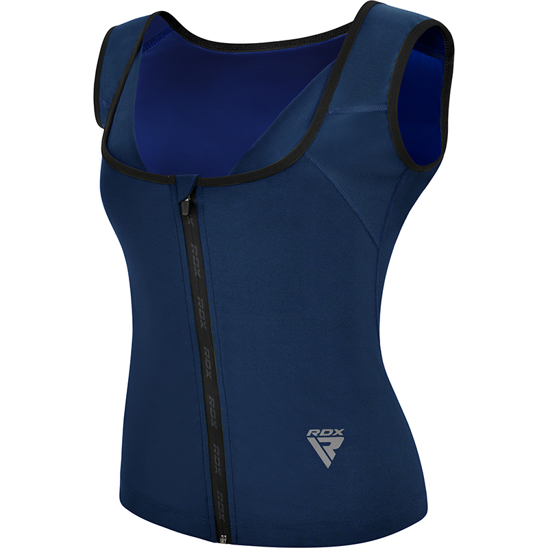 RDX W2 Women Sweat Vest With Zipper Navy Blue S