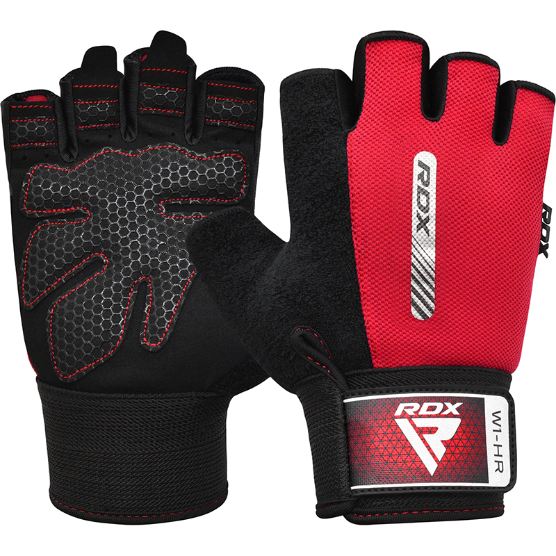 RDX W1 Gym Workout Gloves-Red-XL