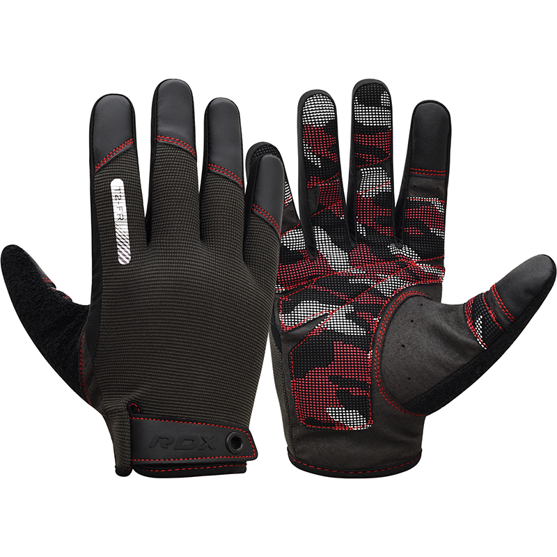 RDX T2 Touchscreen-freundliche Vollfinger-Fitness-Handschuhe Rot-M