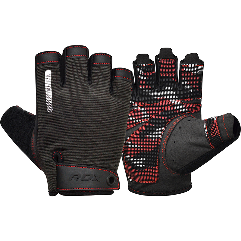 RDX T2 Weightlifting Gloves-Red-L