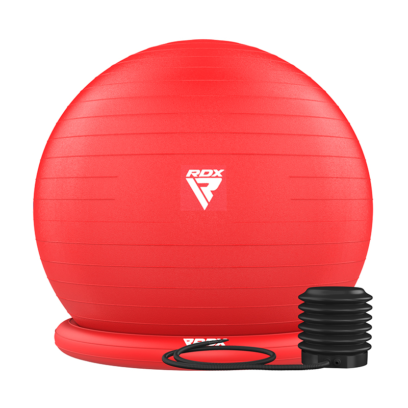 RDX B2 Ballon De Gymnastique Gonflable Avec Base Antidérapante, Tubes De Résistance Et Pompe à Air 75cm Rouge PVC