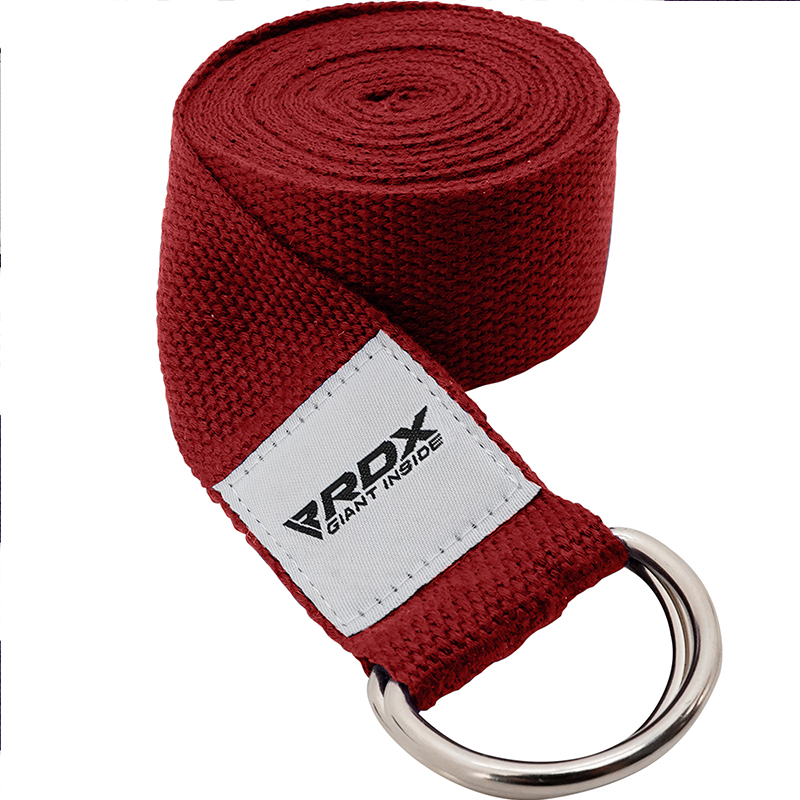 RDX D1 Non-Slip Cotton Yoga Strap With Rust Proof Steel D-Ring Buckle-Red