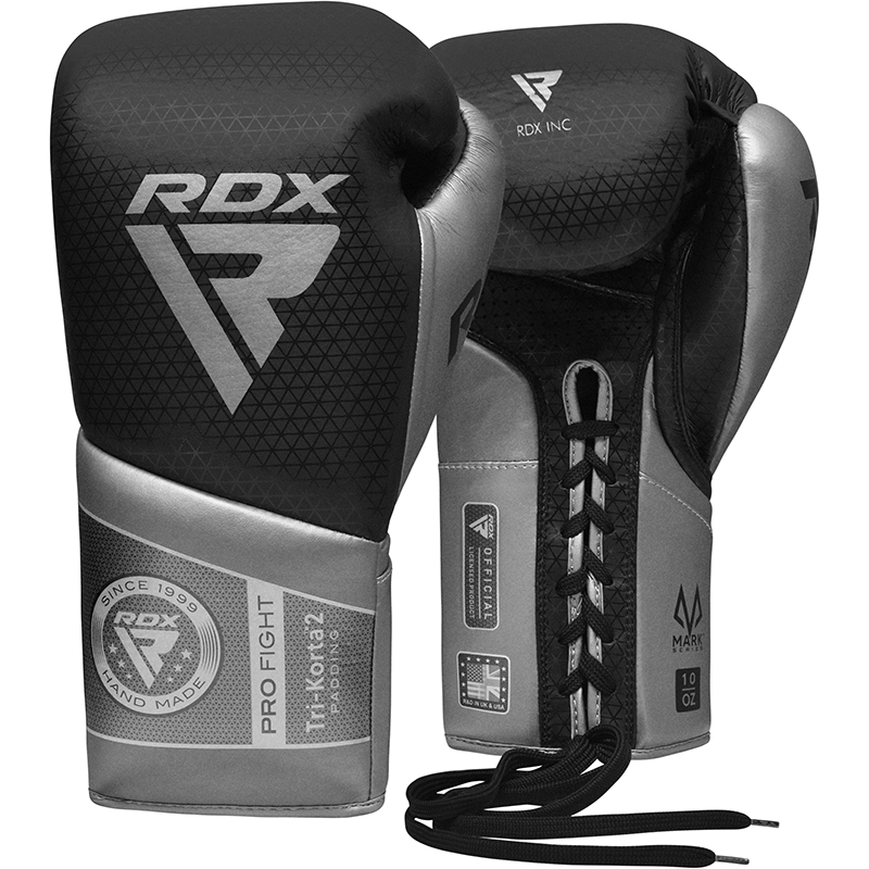 RDX K2 Mark Pro Combattimento Guantoni Boxe 10oz Argento Super Skin