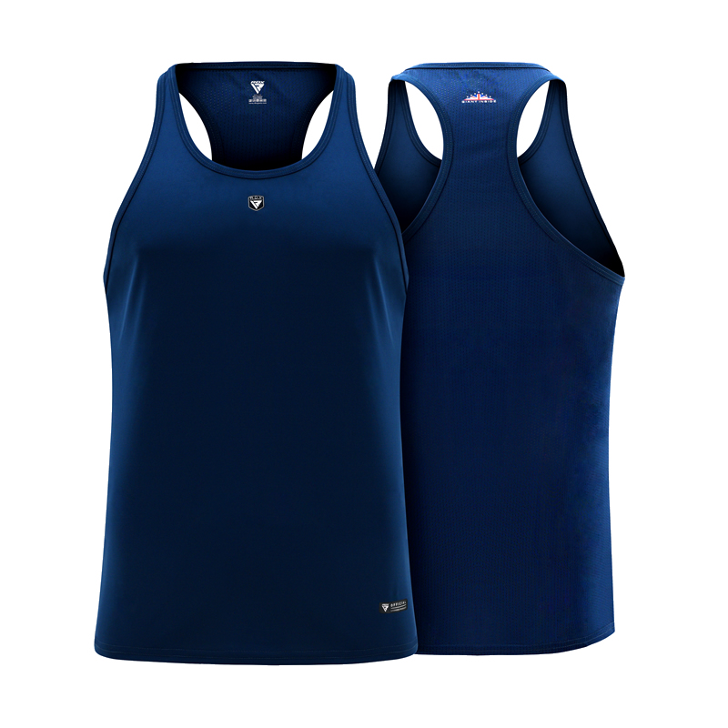 RDX T1 Blue Sweat-Wicking Gym Stringer Tank Top for Intense Workout