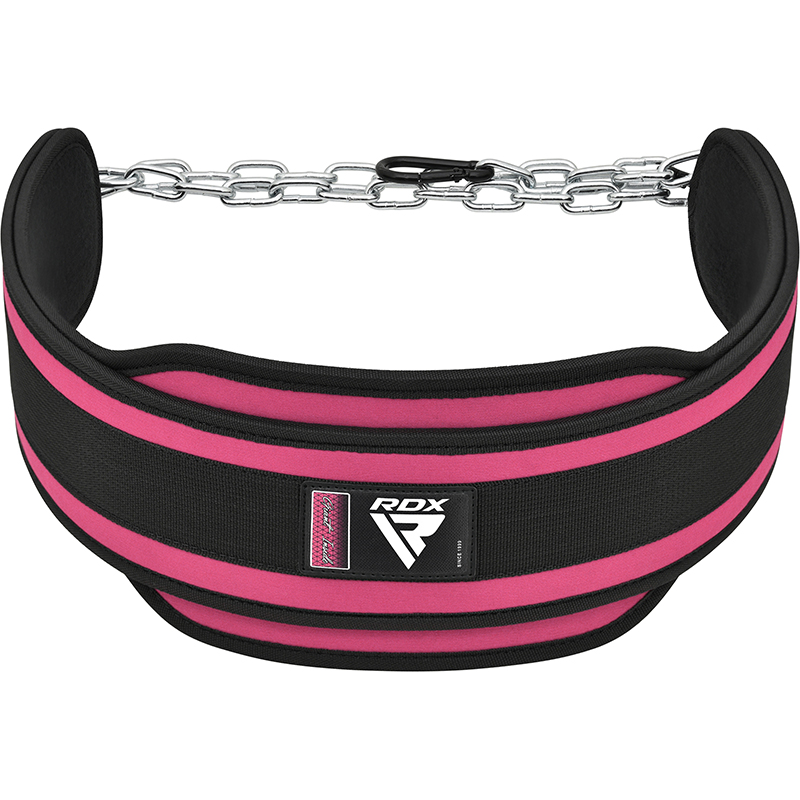 RDX T7 Weight Training Dipping Belt With Chain-Pink