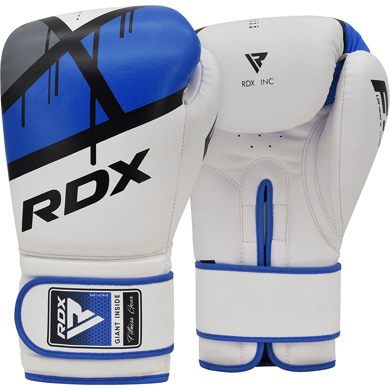 RDX F7 Trainings Boxhandschuhe Haken Und Schleife 16oz Blau/Weiß/Schwarz/Grau
