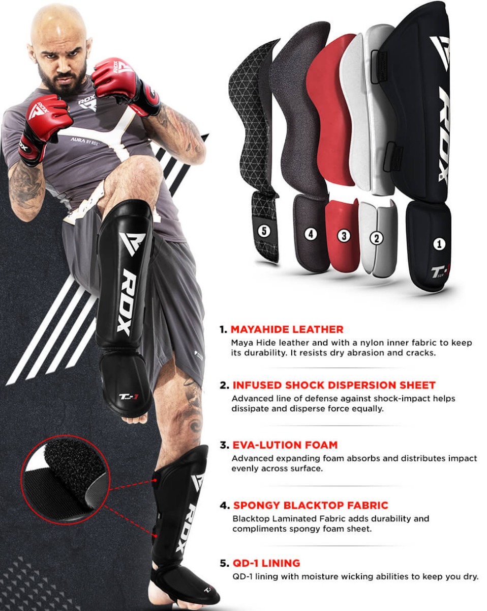 RDX T1 Black Shin Instep Guards RDX® Sports UK