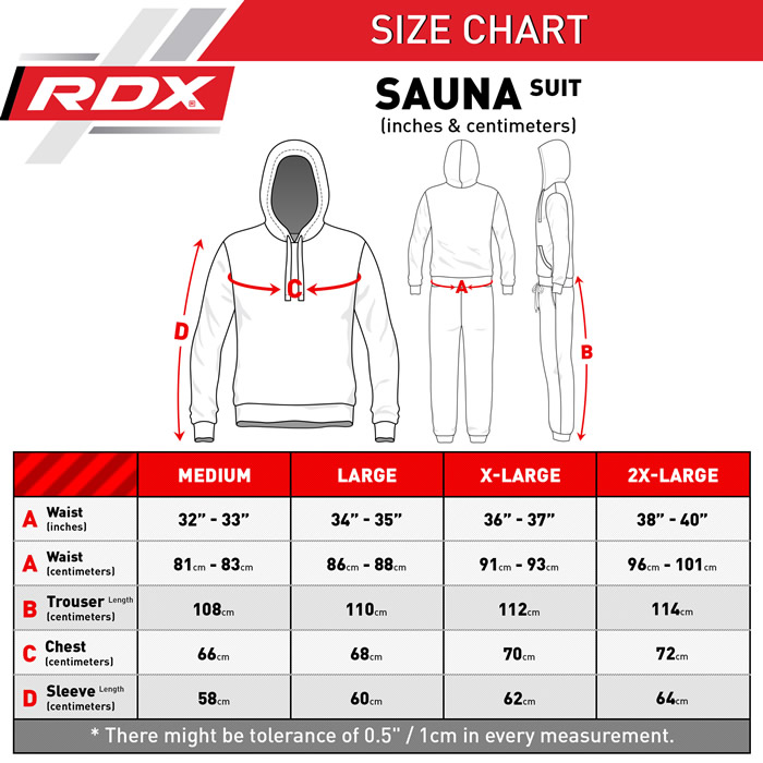RDX Sauna suit sizing